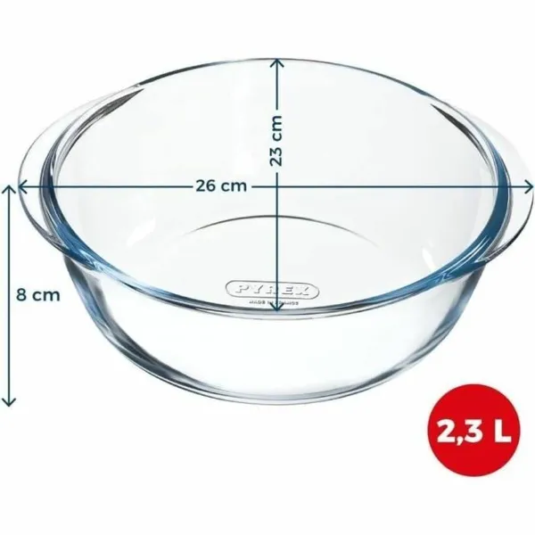 Krāsns Trauks Pyrex Caurspīdīgs Borosilikāta glāze Apaļš Ø 26 cm