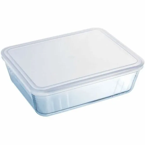 Ruoan säilytysrasia Pyrex Valkoinen Musta Läpinäkyvä Clear Suorakulmainen