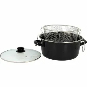 Сковорода с корзиной TheKitchenette 3645580 Чёрный Стеклянный Сталь Бакелит Эмалированная сталь