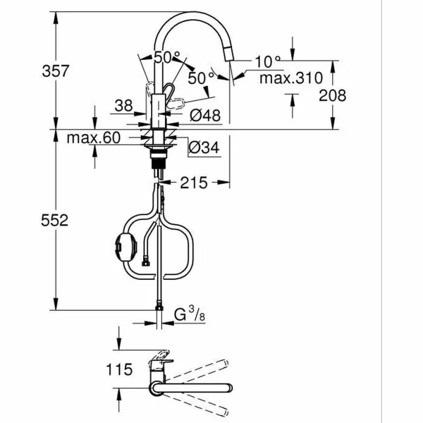 Sekoitushana Grohe Start Flow - 30569000 Messinki C-muotoinen