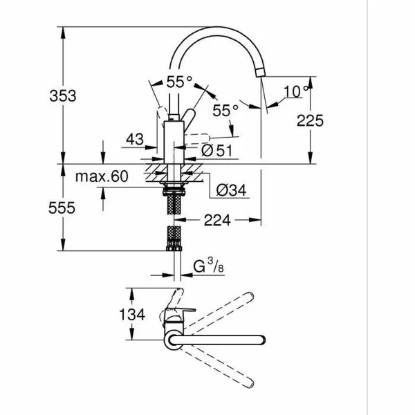 Kitchen Tap Grohe Get - 31494001 C formos Metalinis
