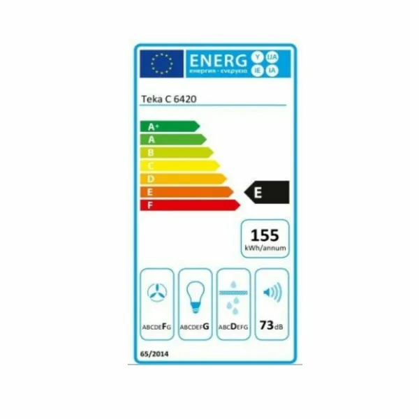 Įprastas gaubtas Teka 40465531 60 cm 375 m3/h 73 dB 316W Balta Juoda