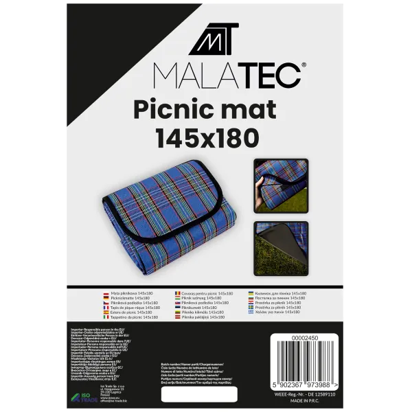 Piknikmatto 145x180 perus - sininen