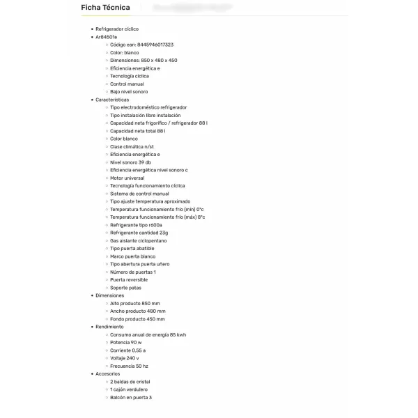 Combined Refrigerator Aspes AR84501E     85