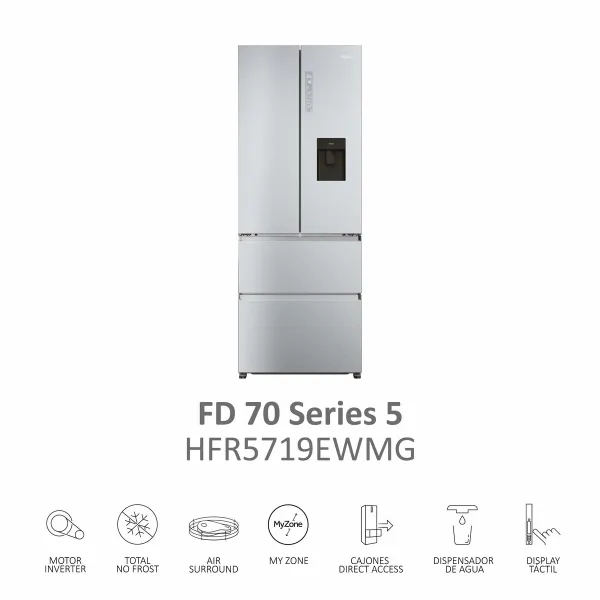 Combined Refrigerator Haier HFR5719EWMG 190 Silver