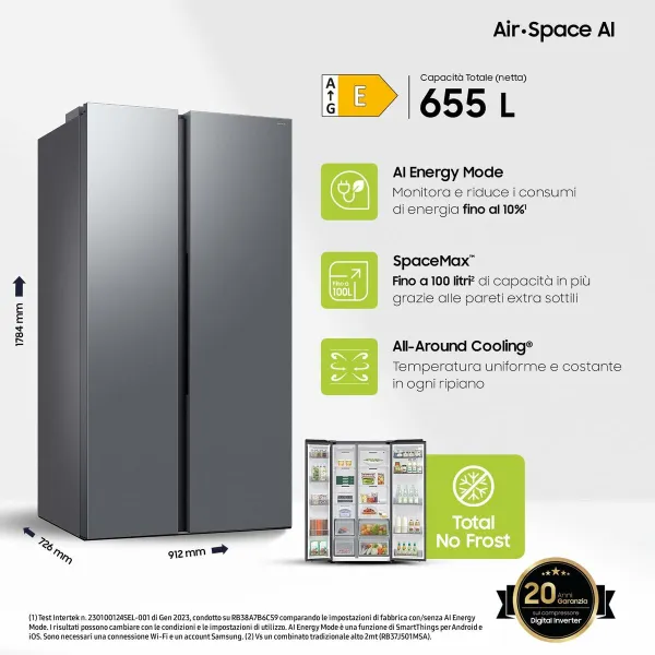 Jääkaappipakastin Samsung RS70F65QETEF Teräs
