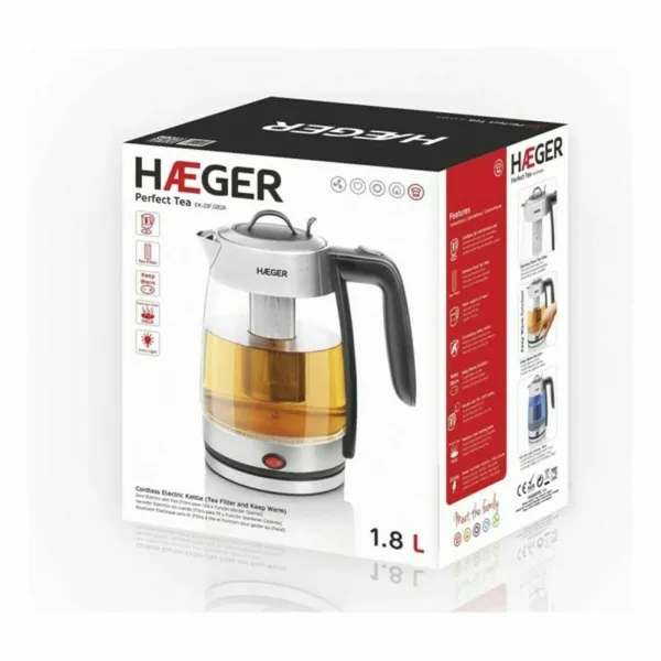 Water Kettle and Electric Teakettle Haeger EK-22F.020A White Stainless steel 2200 W