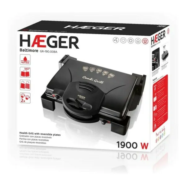 Grill Haeger GR-190.008A 1900W Чёрный Нержавеющая сталь