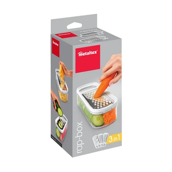 Rīvētājs ar Tvertni Metaltex Rap-Box 3-vienā ABS Akrīls (21 cm)