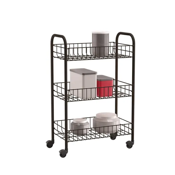 Virtuves Ratiņi Metaltex Siena Melns 3 Planken Проволока (63 x 41 x 23 cm)