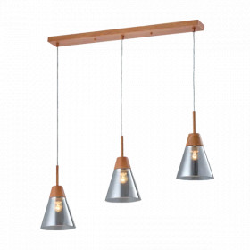 BRADLEY PENDANT 3xE27 GREY/WOOD