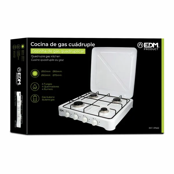 Gāzes Plīts EDM 07422 Balts 1500 W