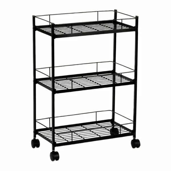 Daržovių vežimėlis Andrea House cc72095 3 Lentynos Juoda Metalinis