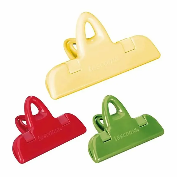 Maišelių užsegimo spaustukai Tescoma Presto Įvairių spalvų Plastmasinis (3 vnt.)