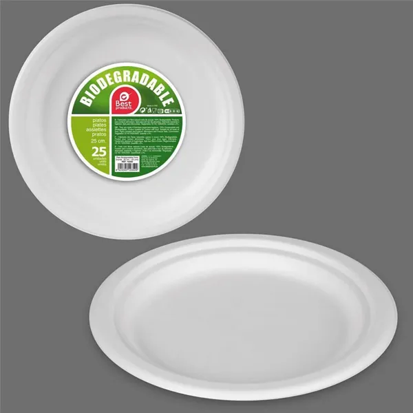 Plāksņu komplekts Best Products Green Cukurniedre Ø 25 cm Bioloģiski Noārdāms Vienreizējas lietošanas 25 gb.