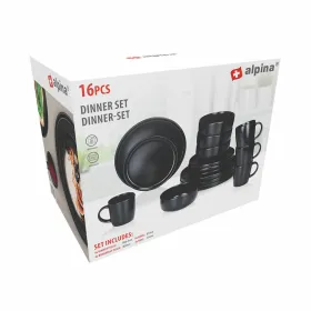 Tableware Alpina Black Ceramic 16 Pieces (4 Units)