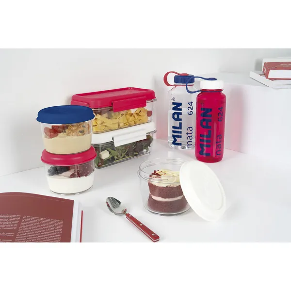 Hermetic Lunch Box Milan 500 ml Blue Transparent Plastic Circular Ø 12 cm