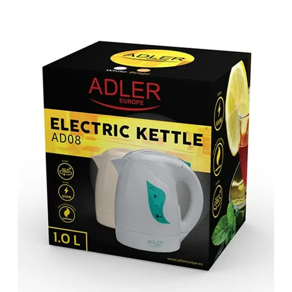 Ūdens Vārītājs un Elektriskā Tējkanna Adler AD 08w Balts 1 L Plastmasa