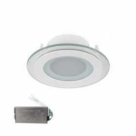 LED GLASS PANEL ROUND 6W 2700K+ EMERGENCY KIT