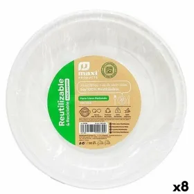 Sarja kierrätettäviä lautasia Maxi Products Valkoinen Muovinen Ø 22 cm 100 Kappaletta (8 osaa)