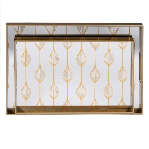 Välipalatarjotin Kullattu PVC Kristalli 45 x 31 x 4,2 cm (2 osaa)