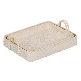 Tarjotin Valkoinen Bambu Rottinki 45 x 34 x 13 cm (2 osaa)