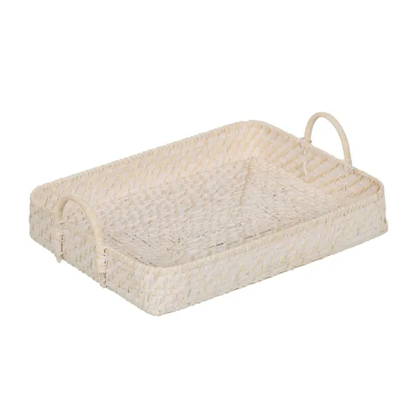 Поднос Белый Бамбук ротанг 45 x 34 x 13 cm (2 штук)