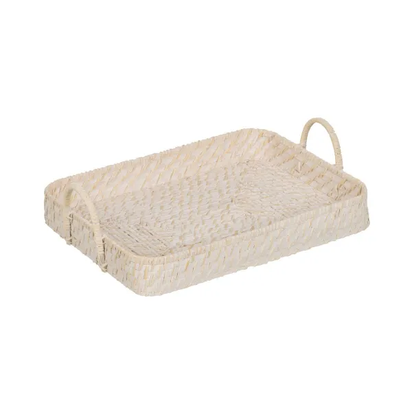 Tarjotin Valkoinen Bambu Rottinki 45 x 34 x 13 cm (2 osaa)