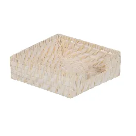 Napkin holder White Bamboo Rattan 18 x 18 x 6 cm