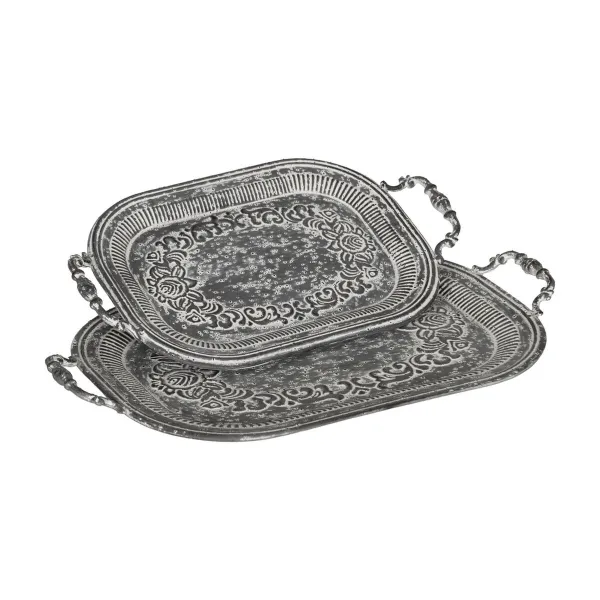 Tarjotinsetti Harmaa Rauta 49,5 x 31 x 5,5 cm (2 osaa)