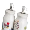 Oil and Vinegar Set BERRIES White Red Green Wood Stoneware 210 ml 21 x 8,5 x 18 cm 4 Pieces