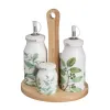 Aliejaus ir acto rinkinys GREENS Balta Žalia Medžio Keramikos dirbinys 210 ml 21 x 8,5 x 18 cm 4 Dalys
