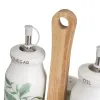 Oil and Vinegar Set GREENS White Green Wood Stoneware 210 ml 21 x 8,5 x 18 cm 4 Pieces