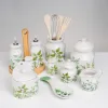 Milk jug and sugar bowl GREENS White Green Stoneware 250 ml 18,5 x 9 x 10 cm