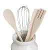 Pot for Kitchen Utensils GRASS Wood Metal Stoneware 12 x 12 x 13 cm