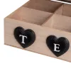 Dėžutė arbatai HEARTS Juoda Natūralus Polirezinas Medžio MDF 24 x 17 x 7 cm