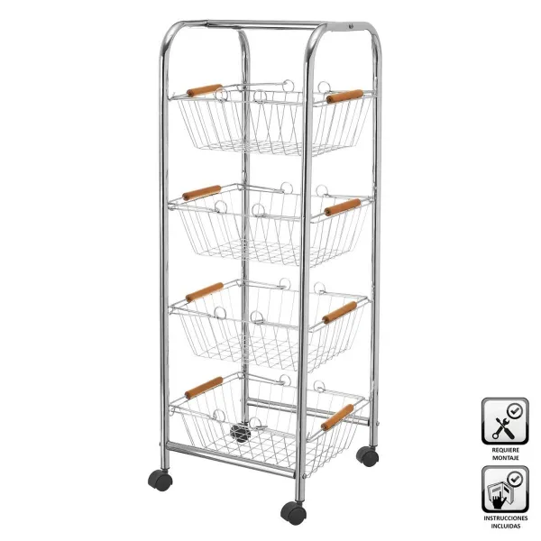 Vegetable trolley Silver Iron 28 x 26 x 78 cm