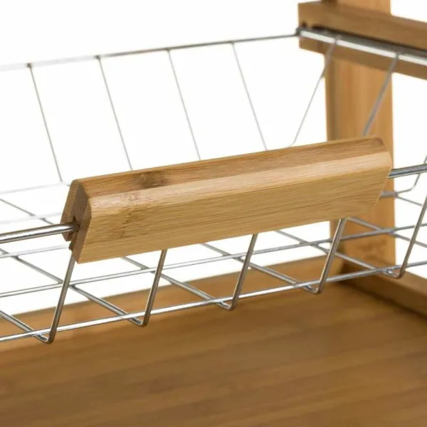 Vegetable trolley Natural Metal Bamboo 60 x 36 x 80 cm
