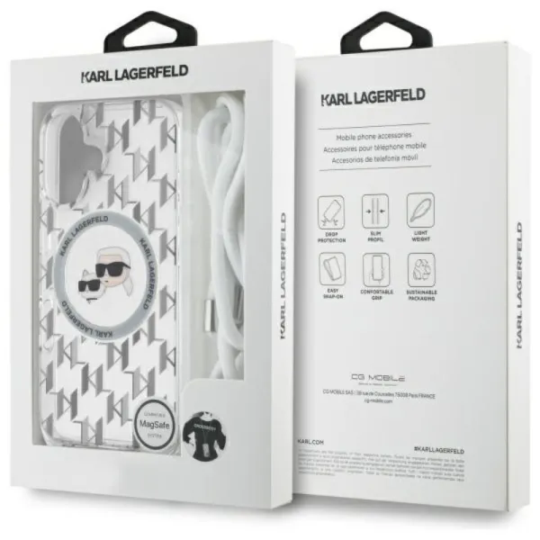 Karl Lagerfeld IML Crossbody Monogram Karl & Choupette Head MagSafe - Case for iPhone 16 (transparent)