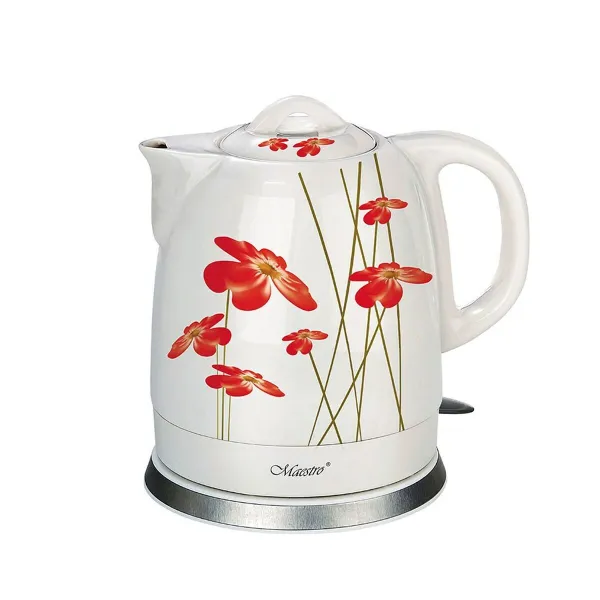 Virdulys ir arbatinukas Feel Maestro MR-066 Red Flowers Balta Raudona Keraminis 1200 W 1,5 L