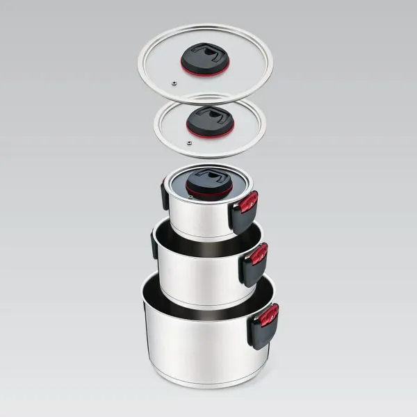 Kannellinen vuoka Feel Maestro MR-3530-6 Punainen musta Teräs Ruostumaton teräs Muovinen Ø 24 cm Ø 20 cm Ø 16 cm 1,5 L 5,8 L 3,2