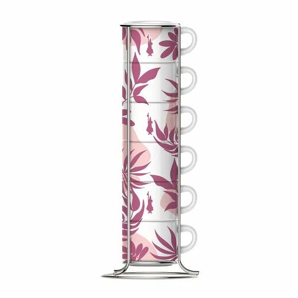 Набор из 6 кофейных чашек Bialetti 29596 Белый Розовый Фарфор 90 ml (6 штук)