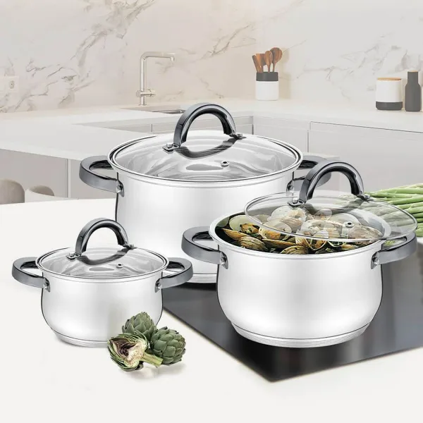 Кастрюля с крышкой Feel Maestro MR-3522-6M-BLACK Серебристый Сталь Нержавеющая сталь Ø 18 cm Ø 20 cm Ø 16 cm 2,5 L 1,8 L 3,5 L (