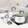 Casserole with Lid Feel Maestro MR-3522-6M-BLACK Silver Steel Stainless steel Ø 18 cm Ø 20 cm Ø 16 cm 2,5 L 1,8 L 3,5 L (6 Piece