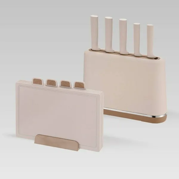 Virtuvinių peilių ir stovo komplektas Feel Maestro MR-1412-BEIGE