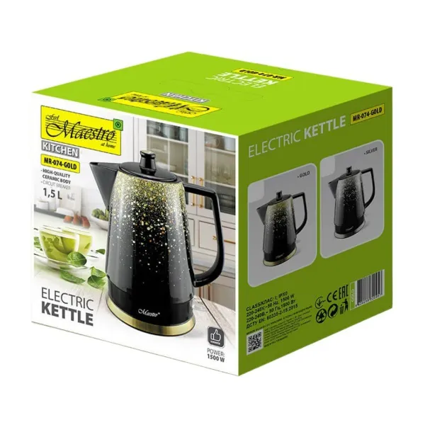 Tējkanna Feel Maestro MR-074 Melns Zelts Keramiska 1500 W 1,5 L