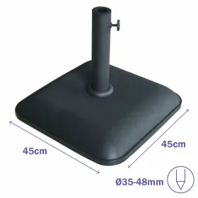 Marbueno Square Umbrella Base Cement 45X45X7.3 cm 25KG Black Garden Pool Terrace 10458