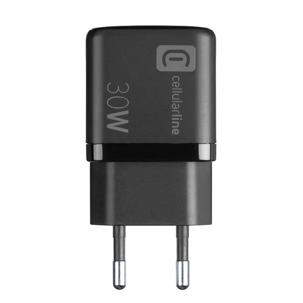 Cellularline Multipower Micro GaN - USB-C & USB-A Power Delivery 30W mains charger (black)