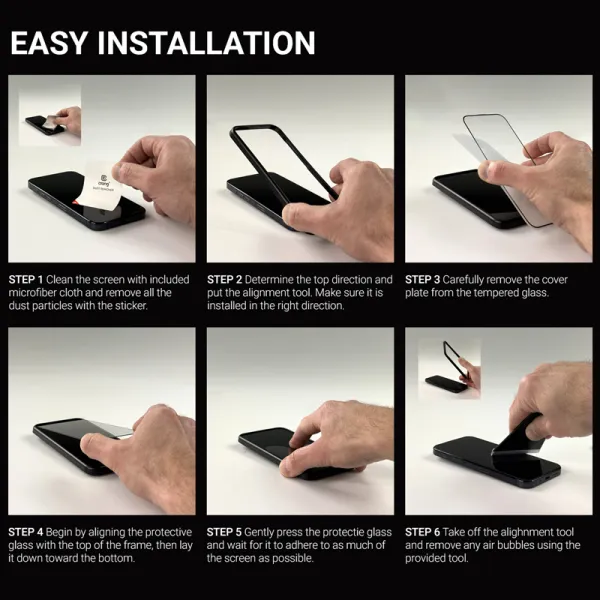 Crong 3D Armor Glass - Tempered Glass iPhone 17e / 16e / 14 / 13 / 13 Pro + Installation Frame