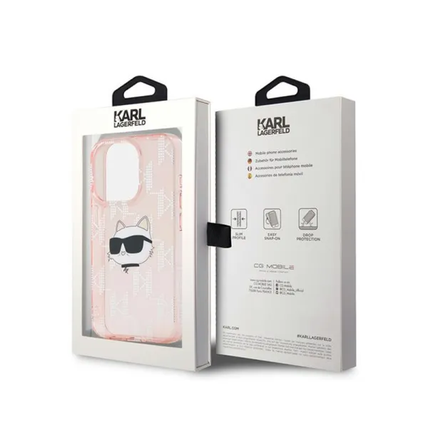 Karl Lagerfeld IML Choupette Head & Monogram - iPhone 15 Pro Max Case (pink)